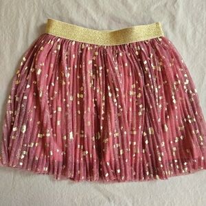 Crewcuts Girls 8 Pink Pleated Gold Glitter Skirt - Holiday Party Balletcore
